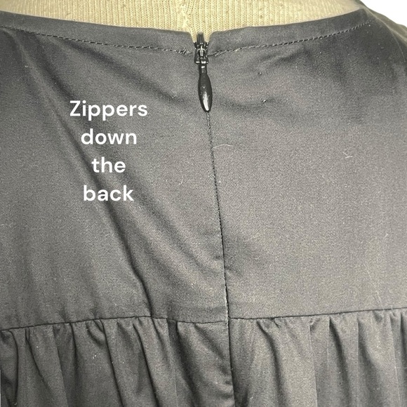 CO Essentials Collection Sleeveless Cotton Tiered Midi Dress Black Pocket Sz Med - Picture 13 of 16